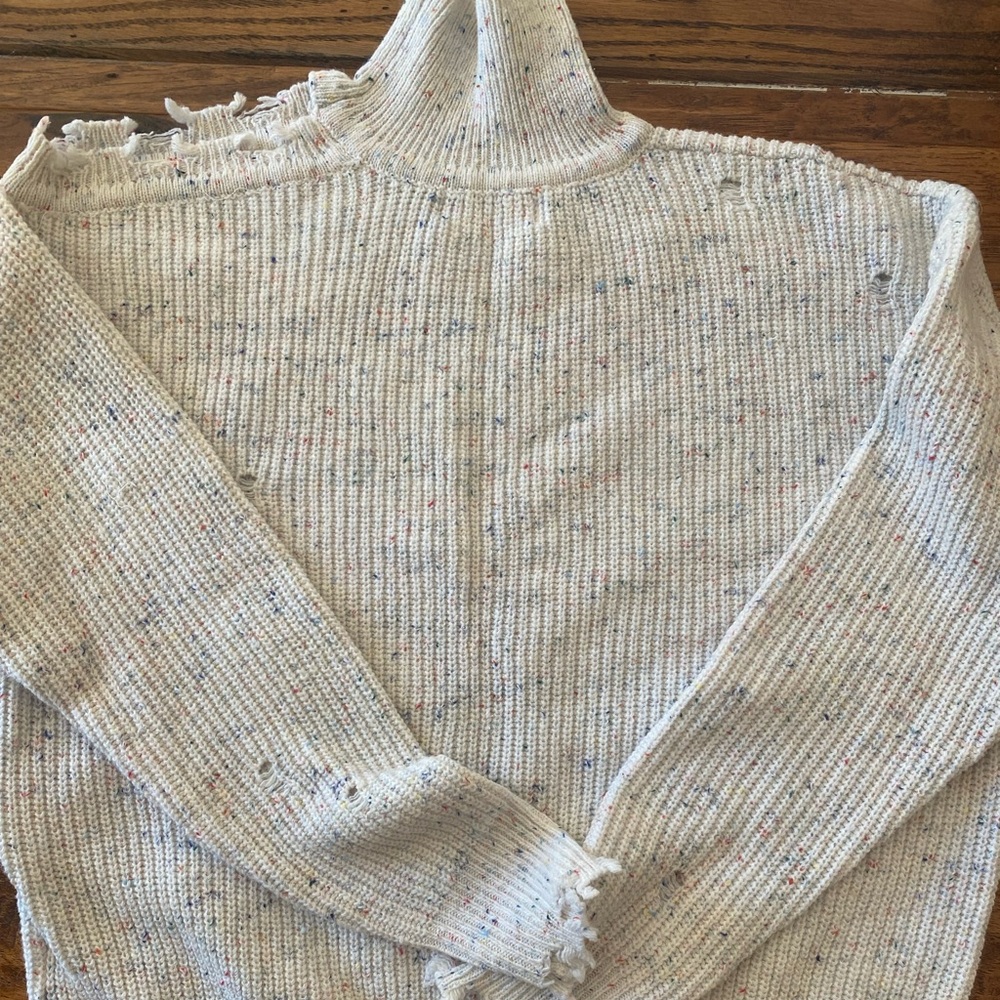 Speckled Knit Turtleneck Sweater